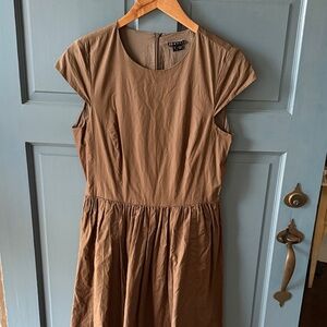 Theory Brown Cap Sleeve Midi Dress with princess seams - 100% cotton